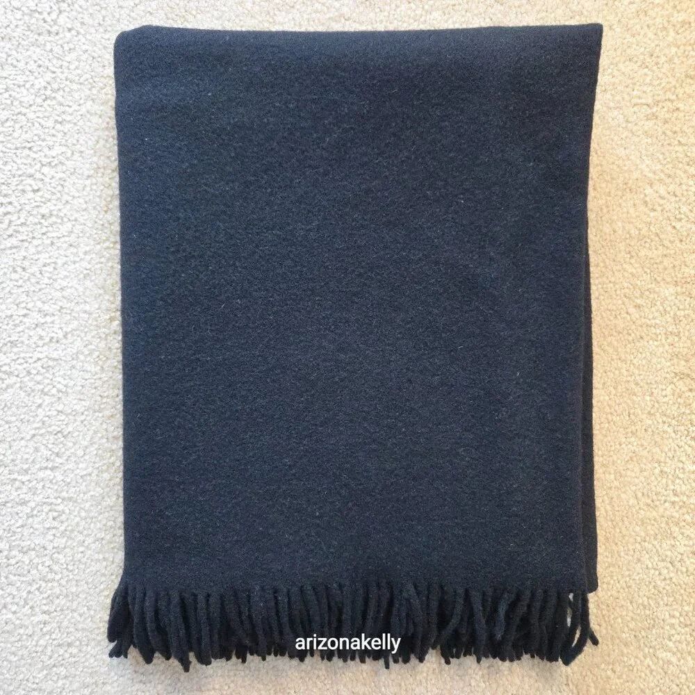 Oversized THICK Wool Wrap Flawless Black Fringe Men's Tall Plus - Picture 12 of 15